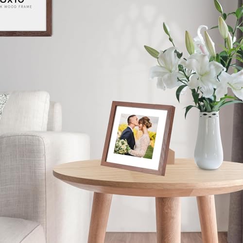 puthiac 8x8 Solid Oak Wood Picture Frames, Walnut, 3 Pack