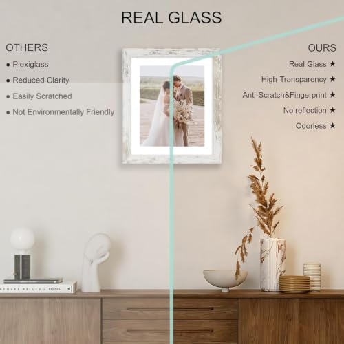 Hongkee 10x12 Picture Frame Set of 4, Made of Real Glass and Multicolour Frame - Display Picture 8x10 with Mat or 10x12 Without Mat, 10 by 12 Photo for Wall Mounting