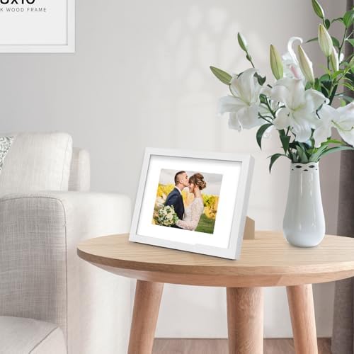 puthiac 5x7 Solid Oak Wood Picture Frame, White, 1 Pack