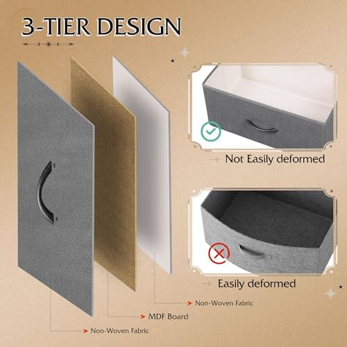 WLIVE 12 Drawer Tall Fabric Dresser Bedroom Storage Chest, Dark Grey