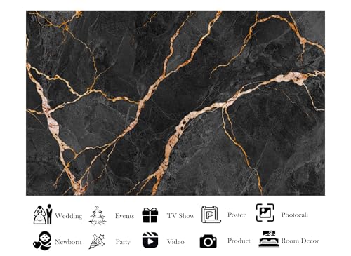 5x5ft Fabric Black Gold Marble Texture Backdrop Luxury Stone Pattern for Design Photography Background Interior Design Party Decorations Home Tapestry Photo Props - size: 5X5ft