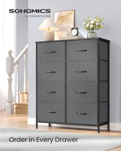 SONGMICS Dresser for Bedroom, Tall Dresser with 8 Fabric Drawers