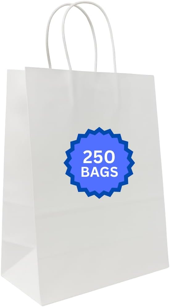 ASSUREPAK White Paper Bags, 13" x 7" x 17", 110 GSM, 250 Count