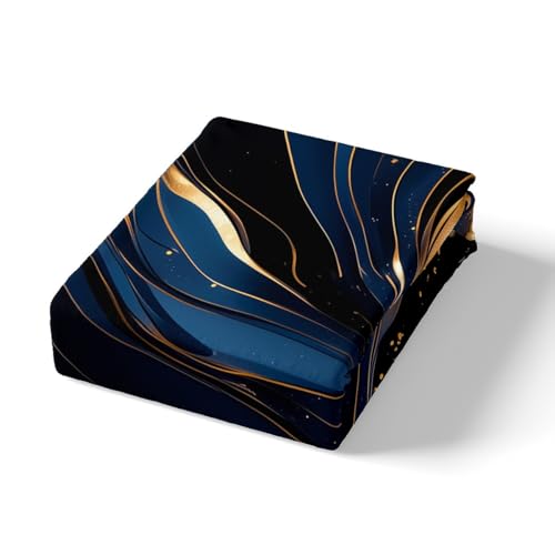 Feelyou Geometric Bed Sheets Set Full Size Modern Art Bedding Set for Kids Boys Girls Modern Marble Aesthetic Sheets with Deep Pocket Fitted Sheet Abstract Marble Texture Printed Bedding Set - color: Dark Blue, size: Full