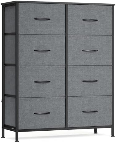 SONGMICS Dresser for Bedroom, Tall Dresser with 8 Fabric Drawers