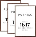 puthiac 11x17 Solid Oak Wood Picture Frames, Walnut, 3 Pack