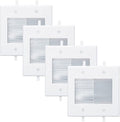 2 Gang Brush Wall Plate, White 2-Gang Wall Plate with Low Voltage Mounting Bracket for Cable Pass Through (Pack of 4)