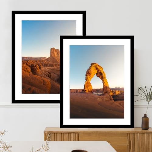 Hongkee 24x36 Poster Frame Set of 4, 24 x 36 Black Wood Style(Mat 20x30)