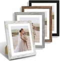Hongkee 10x12 Picture Frame Set of 4, Made of Real Glass and Multicolour Frame - Display Picture 8x10 with Mat or 10x12 Without Mat, 10 by 12 Photo for Wall Mounting
