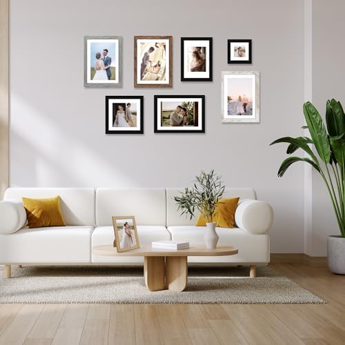 Hongkee 6x9 Picture Frame Set of 4, Made of Real Glass and Black Wooden Frame - 6 by 9 Photo for Wall or Tabletop Display