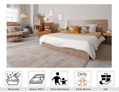12x8ft Stylish Modern Bedroom Backdrop with Cozy Furniture and Neutral Tones Photography Background Inviting Warm Home Birthday Party Baby Shower Decorations Banner Photo Studio Props - size: 12x8ft