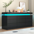 Gyfimoie 9 Drawer Dresser with Power Outlet, Modern Dresser with LED Light