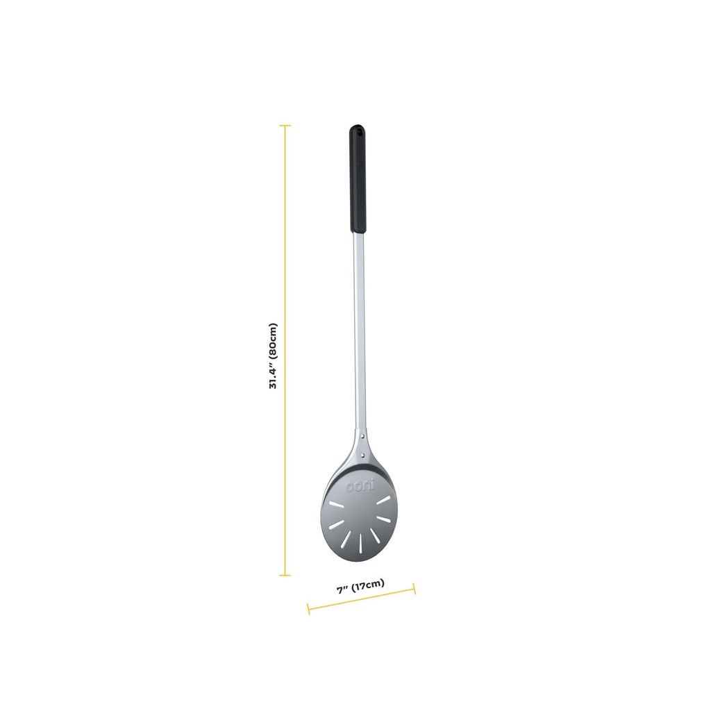ooni Pizza Turning Peel - 7 Inch Aluminum Perforated Pizza Peel, Lightweight Metal Pizza Turner with Long Handle, Pizza Tools, Pizza Oven Accessories