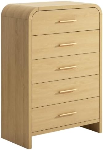 Curved Drawer Dresser for Bedroom with 5 Drawers, 31'' Wide Chest of Drawer
