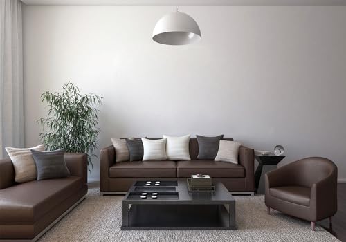Brown Leather Sofa White Wall Living Room Backdrop Classic Neutral Tone Interior Background Home Decor Theme Party Decorations Wall Hanging Photo Studio Props 8X5ft Fabric - size: 8X5ft