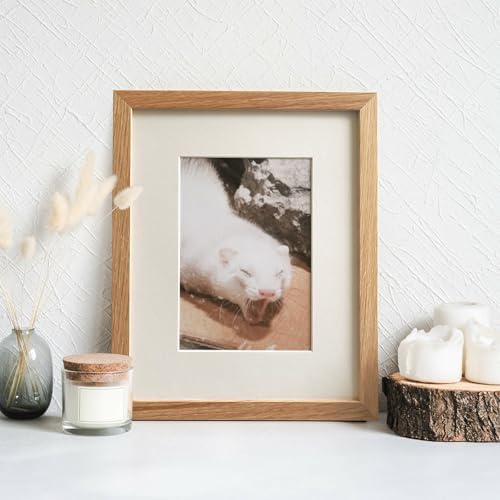 8.5x11 Picture Frame, Solid Oak Wood 8.5 by 11 Frame with Mat 6x8