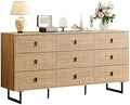 Chrangmay Modern Chest of Drawers with 9 Drawers,Deep Drawers,Clothes Organizer,Large Storage Cabinet for Living Room, Bedroom,Hallway,with Anti-Tipping Device,Natural