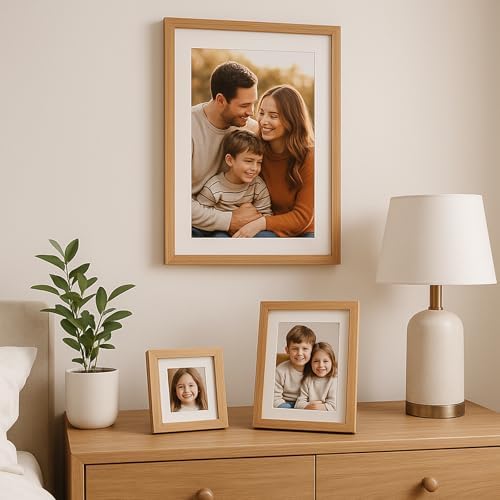 puthiac 6x6 Solid Oak Wood Picture Frames, Natural Oak, 3 Pack