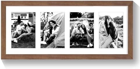 puthiac 8x20 Oak Wood Picture Frame 4Pcs 4x6 Photo Frame, Walnut, 1 Pack