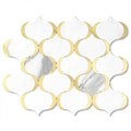10 Sheet Arabesque Peel and Stick Backsplash Tile, Stick on Backsplash for Kitchen and Bathroom Wall, Marble White Look PVC Mixed Metal Gold - color: Marble White Mixed Metal Gold