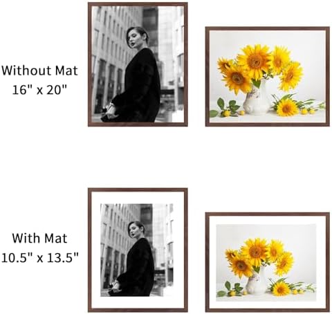 puthiac 16x20 Solid Oak Wood Picture Frames, Walnut, 3 Pack