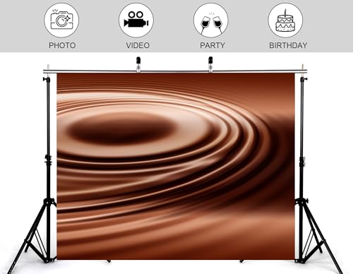 10x7ft Swirling Melted Chocolate Backdrop Smooth Rich Brown Liquid with Glossy Texture Photography Background for Dessert Baking Themed Party Decorations Banner Photo Booth Props - size: 10x7ft