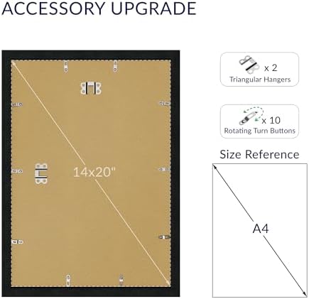 14x20 Poster Frame, Black Wood Frame with 12x18 Mat, 3 Pack