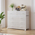 LUMTOK 10 Drawers Dresser with Fabric Bins for Bedroom,Closets，Light Gray