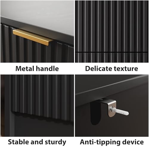MAISONARIA Dresser for Bedroom, 8 Drawer Double Dresser, Modern Chest of Drawers for Bedroom, Living Room, Entryway and Closet, 55" L x 15.7" D x 37.4" H, Black