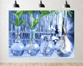 Trykid 17x10ft Lab Plant Science Experiment Backdrop Blue Glassware Photography Background Classroom STEM Education Party Decoration Tapestry Photo Booth Prop Fabric - size: 17x10ft