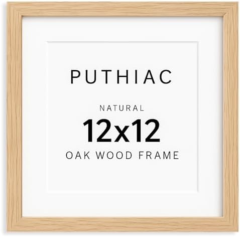 puthiac 12x12 Solid Oak Wood Picture Frame, Natural Oak, 1 Pack