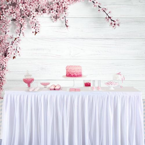 12x10ft Valentine's Day Backdrop Countryside Rustic White Wood Plank with Wood Texture Spring Pink Blossom Peach Apricot Cherry Background Children Baby Adults Portraits Backdrop - size: 12x10ft