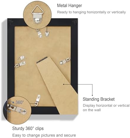 Hongkee 5.5 x 8.5 Diploma Frame Set of 4, Made of Real Glass and Black Frame, 5.5 by 8.5 Photo for Wall or Tabletop