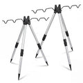 2 Pcs Portable Fishing Rod Holder for Ground Aluminum Alloy Rack with Lock Bank Fishing Rod Holder Fish Pole Bracket Stands Collapsible Fish Accessory Outdoor