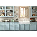 Laeacco 20x10ft Modern Kitchen Backdrop Kitchen Interior Light Blue Cabinet Tableware Photography Background Home Cuisine Cooking Baking Party Cake Table Decor Kids Adults Portrait Photo Booth Props - size: 20x10ft