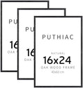 puthiac 16x24 Solid Oak Wood Picture Frames, Black, 3 Pack
