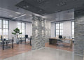 BELECO 15x10ft Fabric Modern Office Backdrop Video Conference Elegant Business Office Interior Brick Wall Windows Virtual Office Photo Background Live Video Zoom Calls Photoshoot Props (A10555-1510) - size: 15x10FT