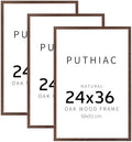 puthiac 24x36 Solid Oak Wood Picture Frames, Walnut, 3 Pack