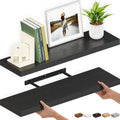 Ballucci Floating Shelves for Wall, 36" Wood Wall Shelf Set of 2, with Invisible Brackets for Bathroom, Living Room, Bedroom, Kitchen, Nursery, 8" Deep, Black