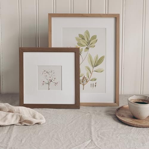 8x8 Picture Frames, Solid Oak Wood 8x8 photo Frame with Mat to 4x4