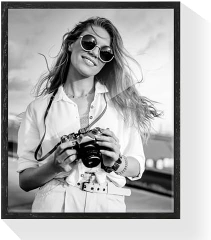 puthiac 20x24 Solid Oak Wood Picture Frame, Black, 1 Pack