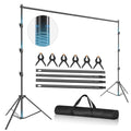 Photo Video Studio 10 x 10ft Heavy Duty Backdrop Stand, Adjustable Photography Background Support System Kit with Shock-Proof Spring, Carrying Bag, 6 Clamps - size: 10×10ft