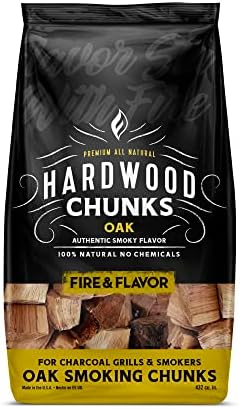 Fire & Flavor Oak Wood Chunks for Smoking and Grilling - All-Natural, Long-Lasting with a Mildly Sweet Flavor - Large Chunk Wood Chips for Smokers