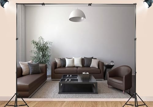 Brown Leather Sofa White Wall Living Room Backdrop Classic Neutral Tone Interior Background Home Decor Theme Party Decorations Wall Hanging Photo Studio Props 4X4ft Fabric - size: 4X4ft