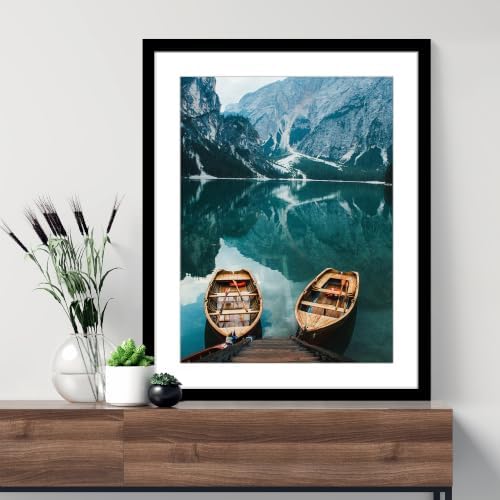 Hongkee 24x36 Poster Frame Set of 4, 24 x 36 Black Wood Style(Mat 20x30)