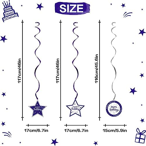 Happy 18th Birthday Purple & Silver Glitter Swirls Streamers Party Decorations - 15 Pcs 18th Birthday Hanging Swirls Streamers Kit,Cheers to Eighteen Years Old Bday Party Sign.