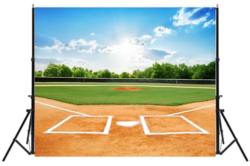 6x4ft Baseball Backdrop Baseball Field Stadium Photography Backgrounds for Sports Birthday Baby Shower Party Decor Baseball Theme Boys Students Adults Portrait Photo Booth Props - size: 6X4FT