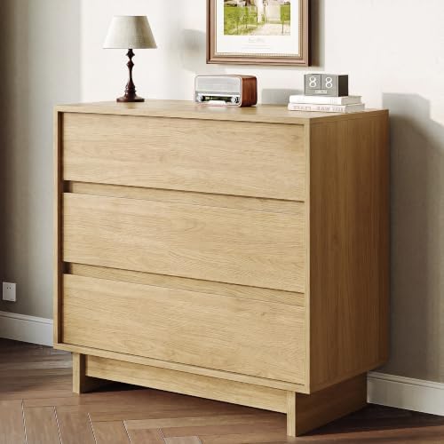 HOUROM Oak Dresser for Bedroom, 31in Modern 3 Drawer Chest of Drawers