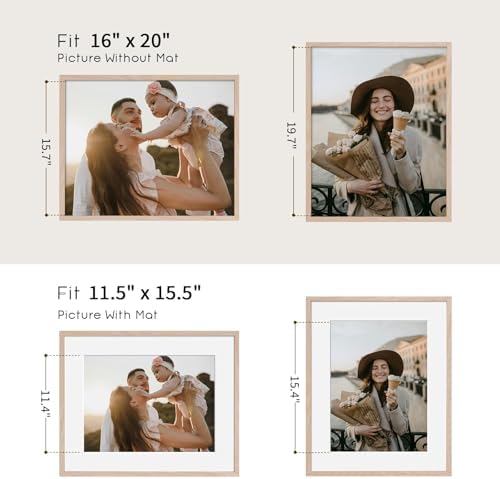 puthiac 16x20 Solid Oak Wood Picture Frames, Natural Oak, 3 Pack