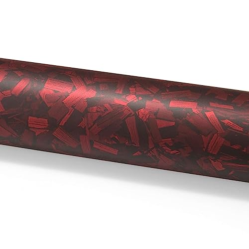 PET Marble Forged Carbon Fiber Textured Matte Red Vinyl Wrap Auto Car Sticker Decal Film Sheet Bubble Free Air Release Technology with Tool Set 5FTx15FT - size: 5ft X 15ft